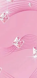 Elegant pink wallpaper with sparkling diamond design.