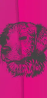 Pink hand-drawn dog sketch mobile wallpaper.