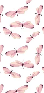 Pink dragonflies on white background wallpaper.