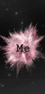 Artistic pink explosion wallpaper with 'Me' text, perfect for smartphones.