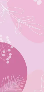 Pink abstract wallpaper with delicate floral patterns.