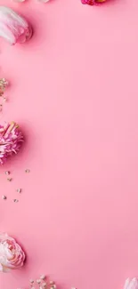 Pink floral wallpaper with delicate flowers.