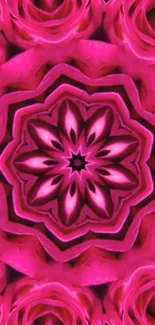 Pink floral kaleidoscope wallpaper for mobile devices.