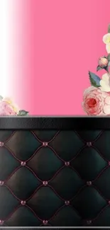 Pink floral and leather wallpaper for mobile.