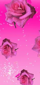 Pink floral wallpaper with roses and gradient background.