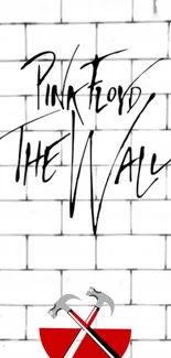 Minimalist Pink Floyd The Wall wallpaper features bricks.