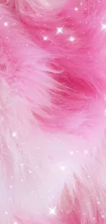 Pink fluffy texture with glitter stars, perfect for mobile wallpaper.