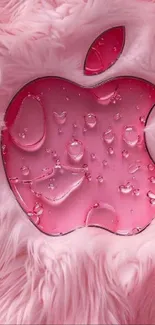 Pink furry texture with an Apple logo design.
