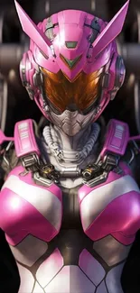 Futuristic pink armor mobile wallpaper with sleek design.