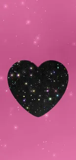 Galaxy heart on pink background wallpaper