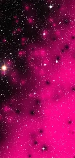 Vibrant pink galaxy starfield wallpaper for mobile.