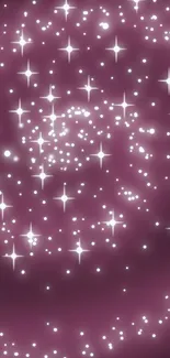 Pink galaxy wallpaper with twinkling stars.