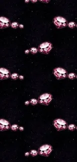 Elegant pattern of pink gems on a black background.