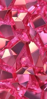 Vibrant pink geometric crystal pattern wallpaper.