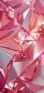 Pink geometric crystal wallpaper with vibrant hues.