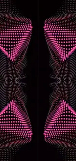 Geometric design with pink patterns and optical illusions.