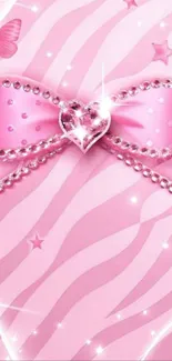 Pink heart and bow mobile wallpaper.