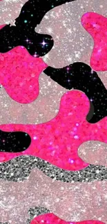 Vibrant pink glitter camo pattern background.