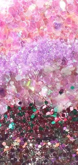 Pink and glittery mobile phone wallpaper with gradient effects.