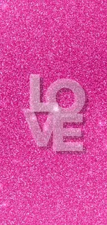 Pink glitter wallpaper with the word LOVE.