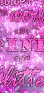 Bright pink glittery wallpaper with sparkle effects.