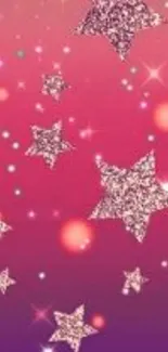 Pink and purple wallpaper with glittering stars