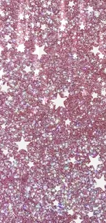 Pink glitter wallpaper with star patterns.