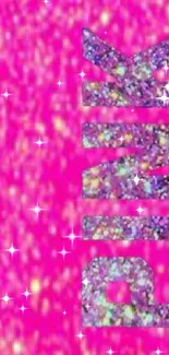 Vibrant pink glitter wallpaper with bold design.