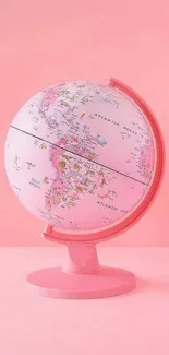 Pink globe mobile wallpaper with soft pastel background.