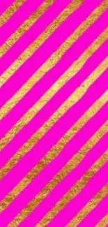 Pink and gold diagonal striped wallpaper design.