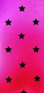 Mobile wallpaper with pink gradient background and black stars.