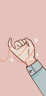 Minimalist pink hand artwork on mobile wallpaper