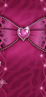 Pink wallpaper with heart and floral design