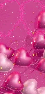 Vibrant pink heart balloon wallpaper with a romantic theme.