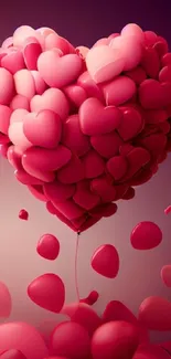 Heart-shaped pink balloons forming a cluster.