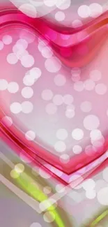 Pink heart bokeh wallpaper with a romantic design and vibrant colors.