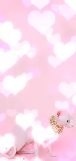 Hairless cat with pink heart bokeh wallpaper.