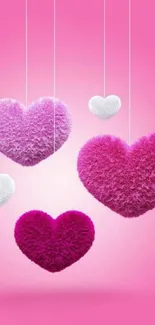 Fluffy pink hearts wallpaper with soft and vibrant hues.