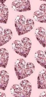 Pink heart gem wallpaper with sparkling design.