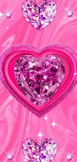 Pink heart gemstone wallpaper with vibrant design.