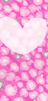 Pink heart glitter wallpaper with sparkles and elegant design.