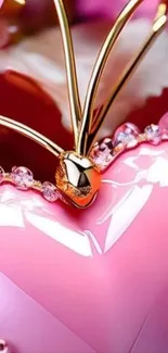 Elegant pink heart jewelry with beads mobile wallpaper