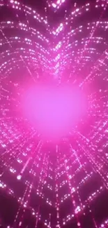 Glowing pink heart light wallpaper for mobile.