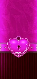 Vibrant pink heart lock wallpaper design.