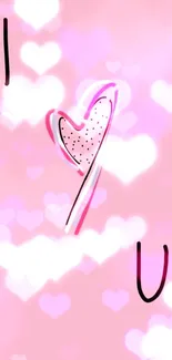 Pink background with heart design for mobile wallpaper.