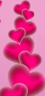 Vibrant pink hearts mobile wallpaper with a romantic design.