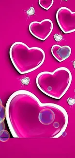 Vibrant pink heart design mobile wallpaper.