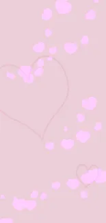 Pale pink mobile wallpaper with heart outlines.