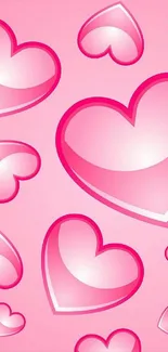 Playful pink hearts mobile wallpaper design.