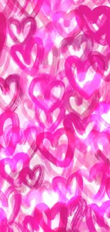 Vibrant pink hearts pattern wallpaper.